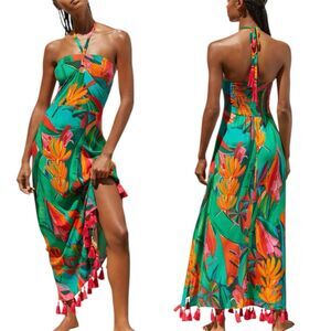 FARM Rio Tropical Maxi Dress - Green, Orange, Pink